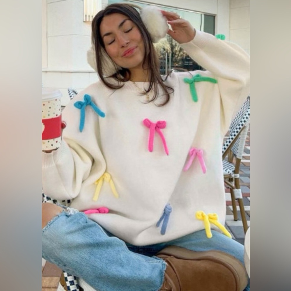 Palmer bow knot crew neck sweater - Picture 3 of 11